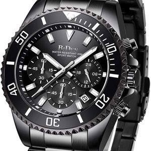 Mens Watches Chronograph Stainless Steel Waterproof Date Analog Quartz Watch